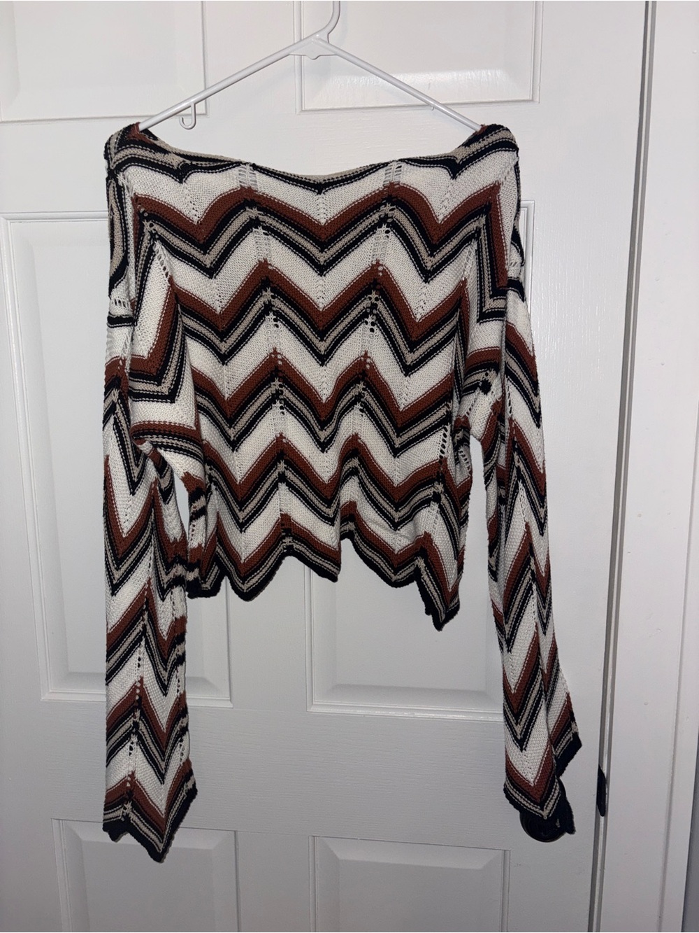 Alya Striped Chevron Knit Off the Shoulder Top